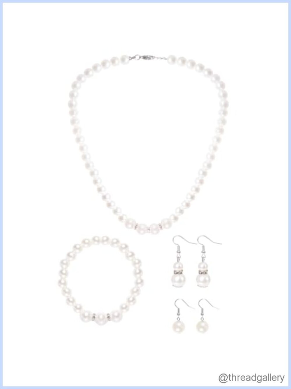 Faux Pearl Necklace Bracelet Earrings Jewelry Set for Women